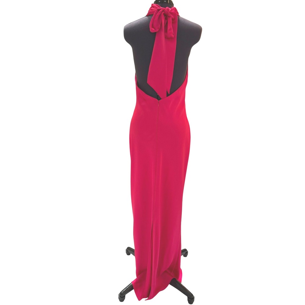 Ramy Brook Dress Maxi Tatiana Gown Hot Pink Halter Formal Size 8 MSRP $645 - Picture 4 of 15